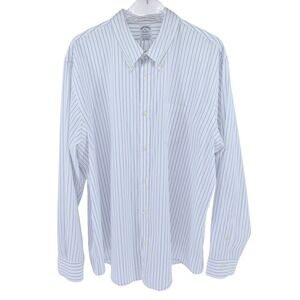 Brooks Brothers Regent Fit XXL Mens Blue White Pinstripe Supima Cotton Shirt